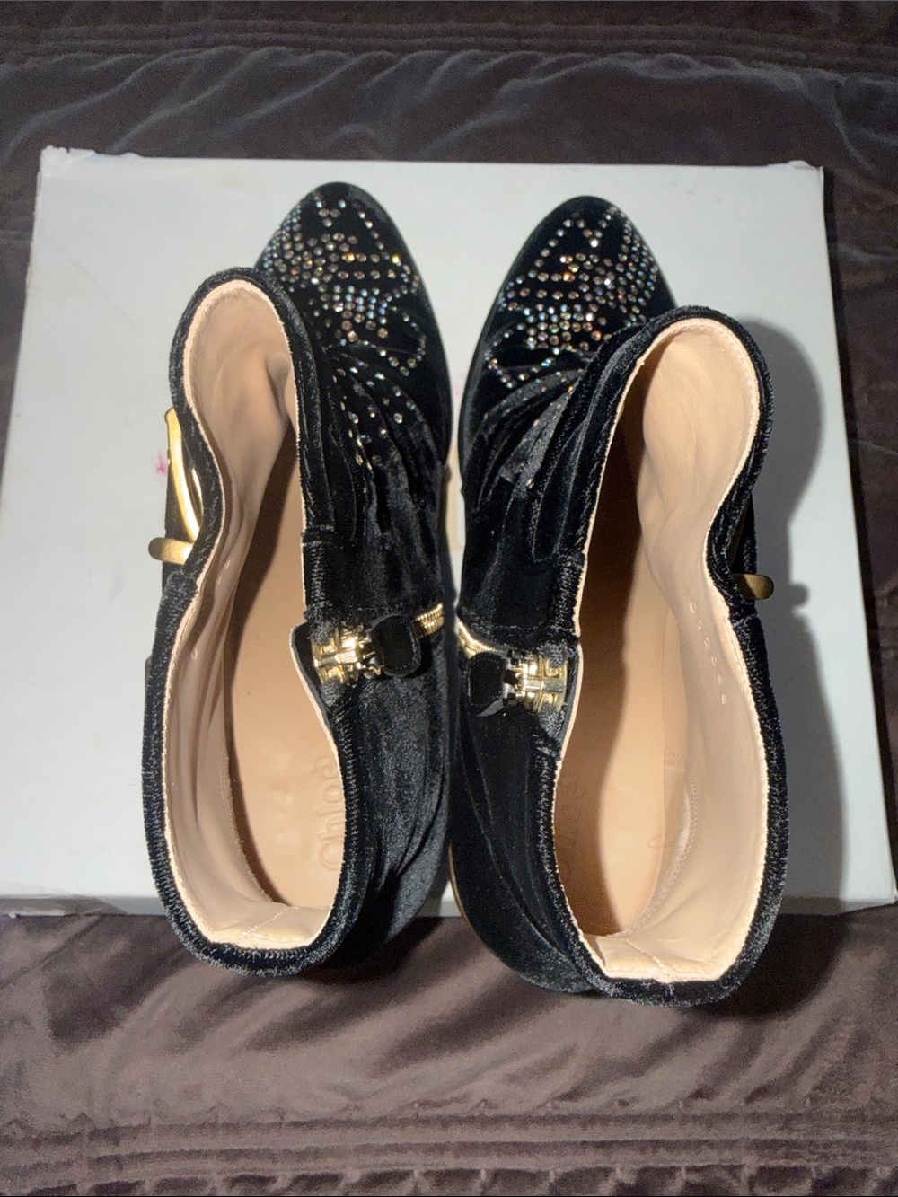 Authentic Chloe Suzanna Black Studded Suede Ankle Boots size 37.5 women’s 7.5 - Picture 8 of 16